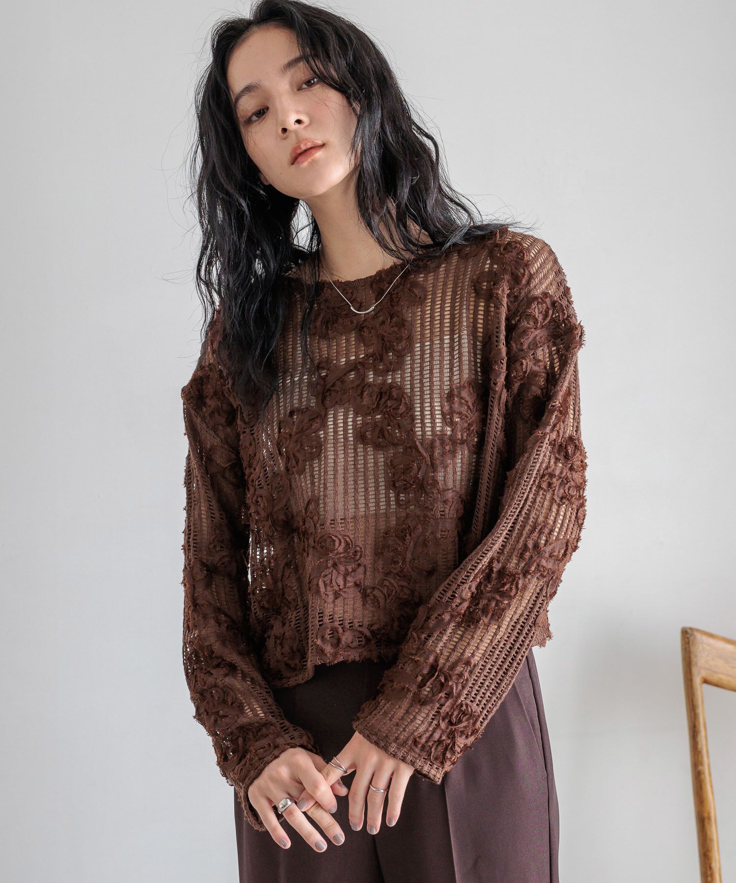 LOWRYS FARM「３ＤレースプルオーバーＬＳ」|Tシャツ・カットソー|