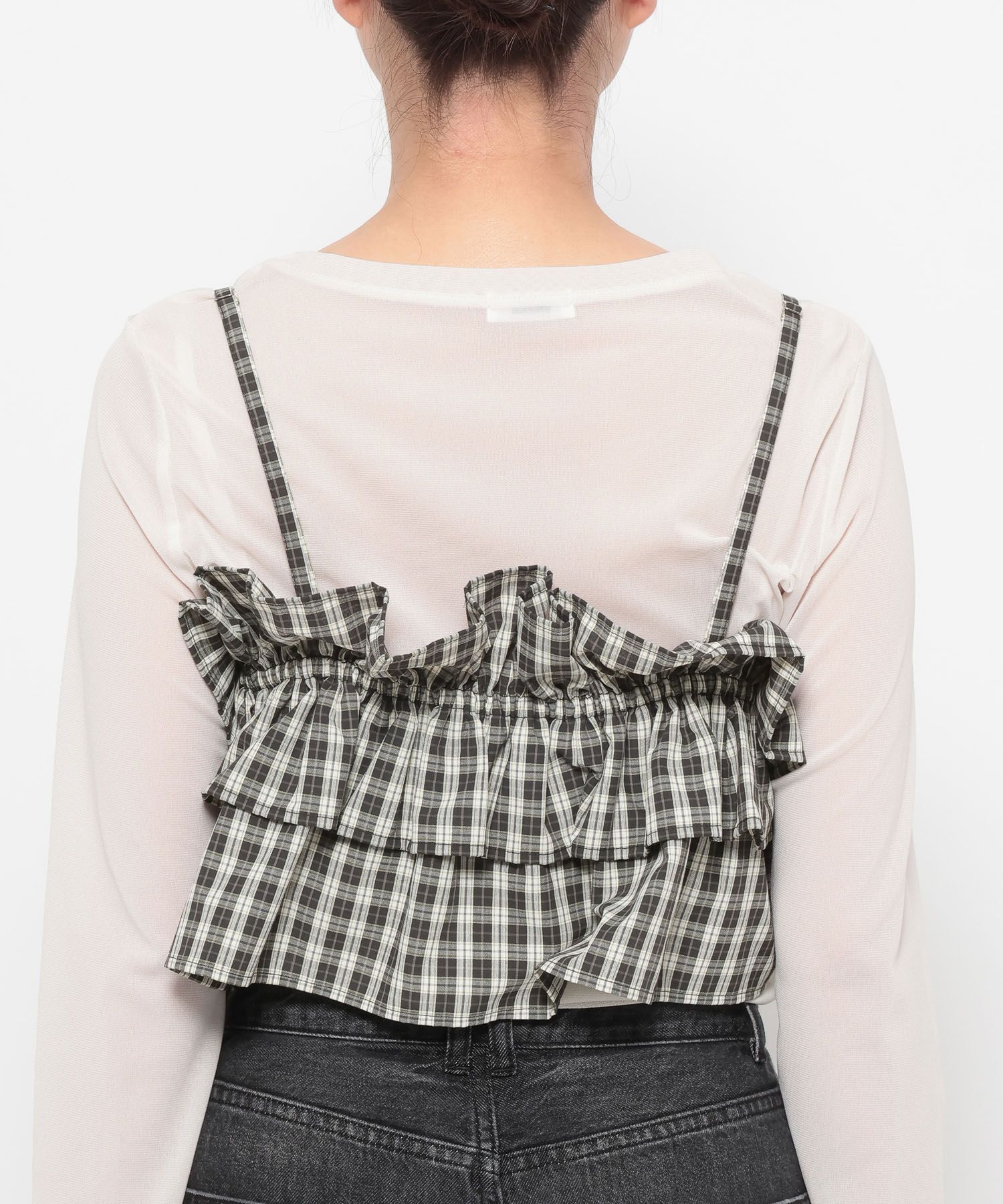 LOWRYS FARM「チェックフリルビスチェ」|シャツ・ブラウス|