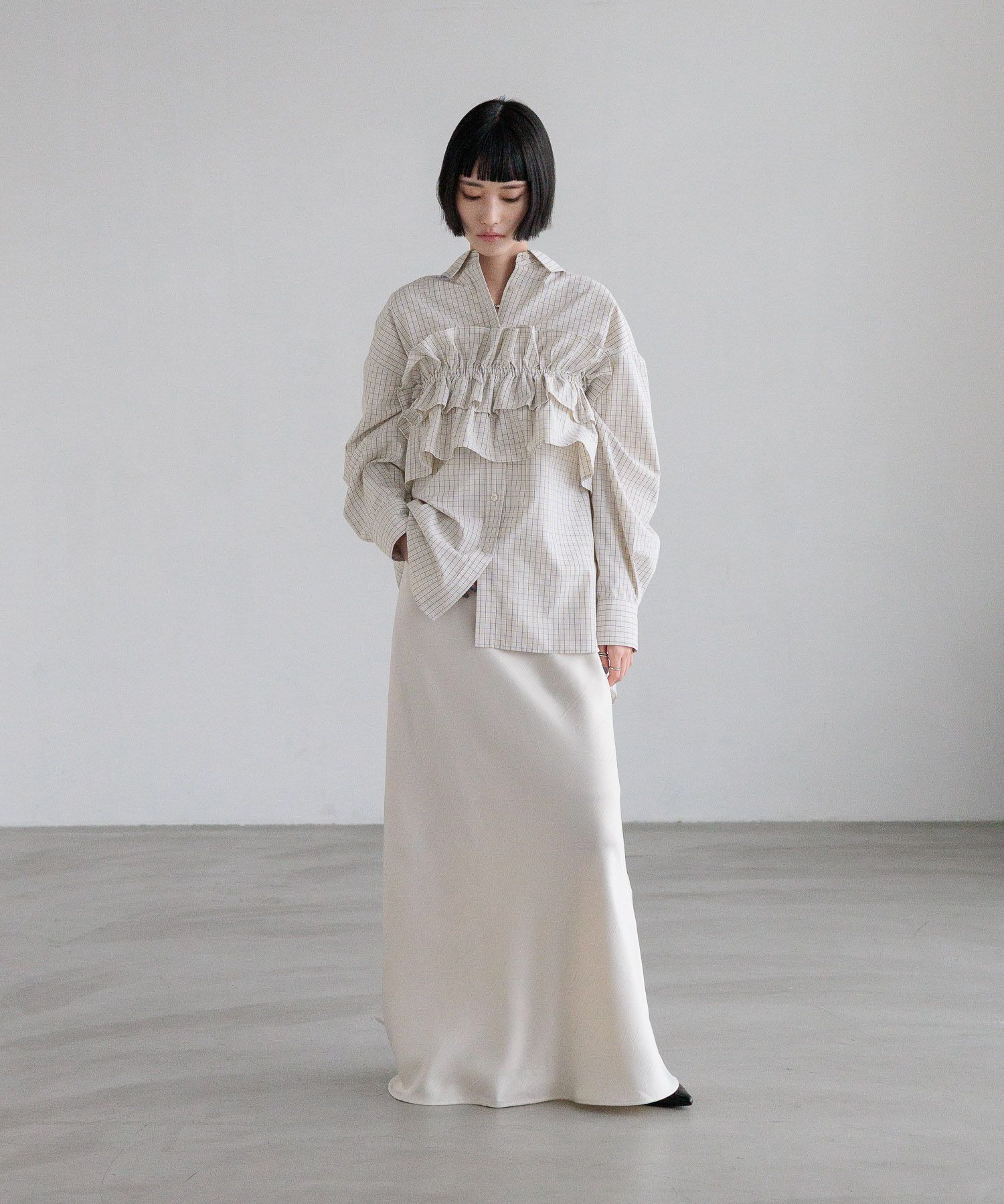 LOWRYS FARM「チェックフリルビスチェ」|シャツ・ブラウス|