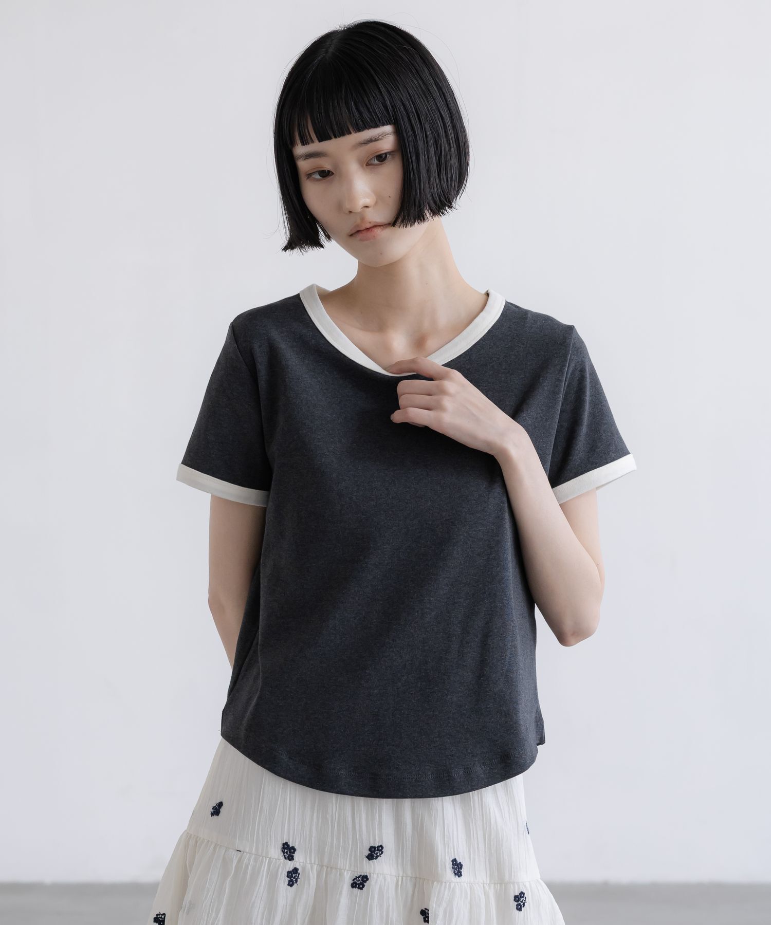LOWRYS FARM「リンガーＴＥＥ」|Tシャツ・カットソー|GRY9