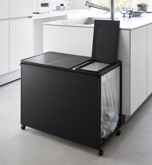 collex「【tower/タワー】蓋付き目隠し分別ダストワゴン 45L 3分別 キッチン ゴ」|食器・キッチングッズ|ブラック