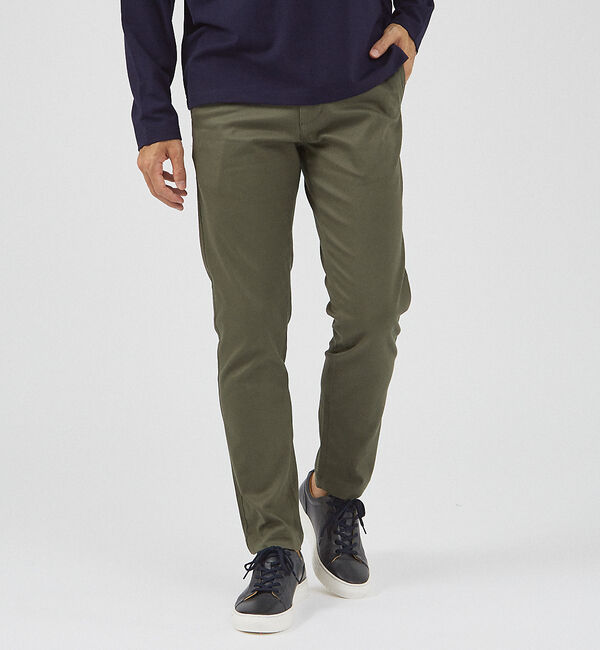 ABAHOUSE「【定番】ツイル ストレッチ スリム フィット チノパンツ」|その他|カーキ