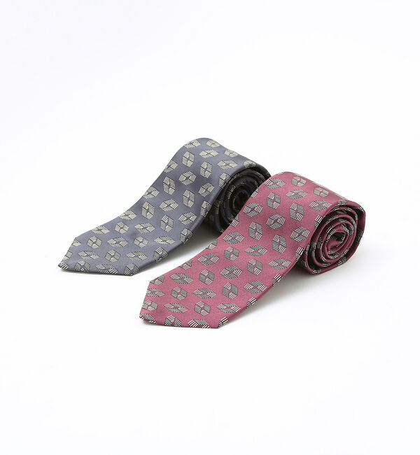 ABAHOUSE「【IMPORT FABRIC TIE】シルク ジオメトリック小紋 ネクタイ」|ネクタイ・蝶ネクタイ|