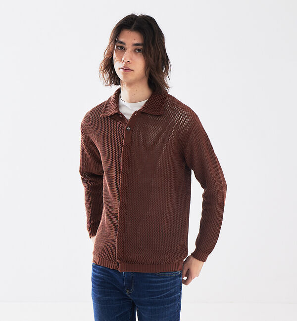 ABAHOUSE「メッシュニット ポロ カーディガン / サマーニット」|カーディガン|