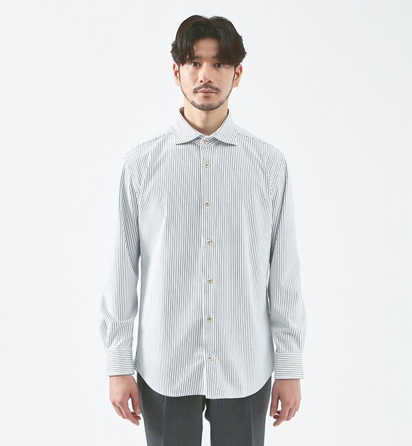 ABAHOUSE「【FLEX SHIRTS】接触冷感  ペンストライプシャツ」|シャツ・ブラウス|