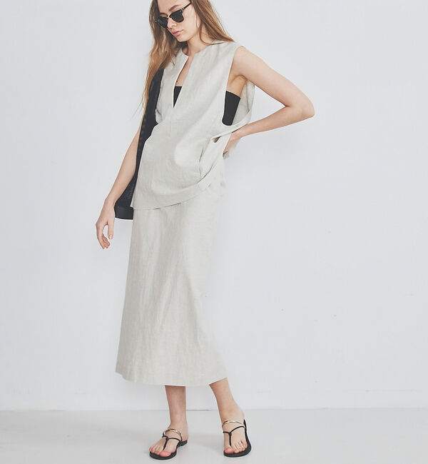 Rouge vif「【セットアップ対応】ヘリンボーンリネンスカート」|スカート|