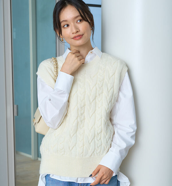 Rouge vif「ケーブルニット2WAYベスト」|ニット・セーター|