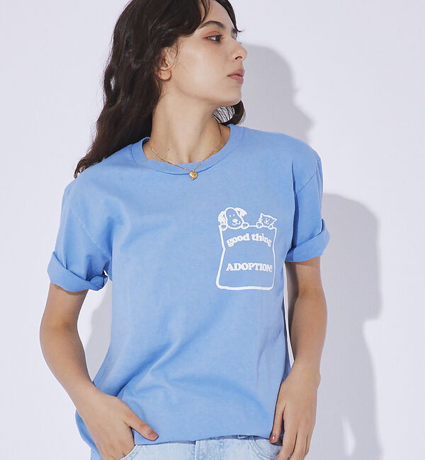 Rouge vif「【MIXTA/ミクスタ】プリント Tシャツ / ロゴTシャツ / ねこ / 半袖」|Tシャツ・カットソー|ブルー