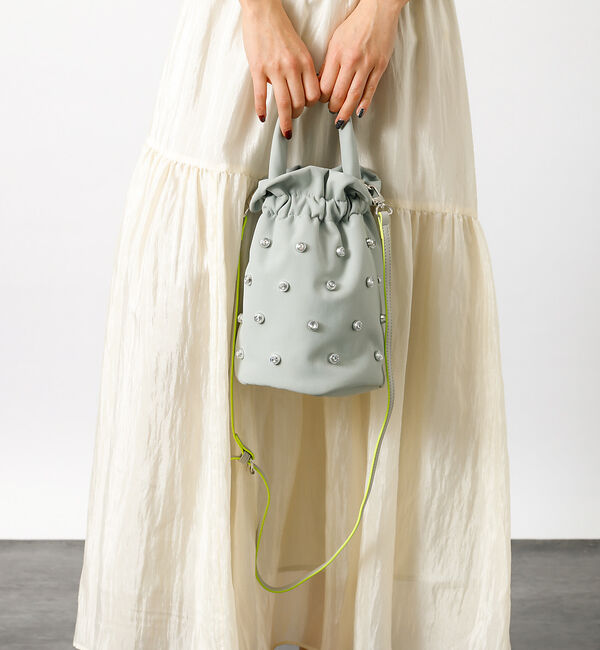 Rouge vif「【cheek/チーク】2WAY ミニショルダーバッグ / ラインストーン / キ」|ショルダー・メッセンジャー|グレー