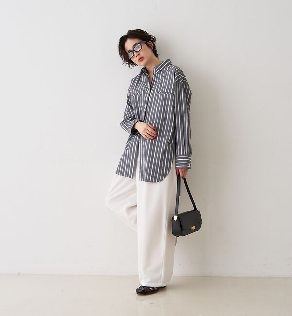 Rouge vif「胸ポケットコットン ルーズフィットストライプシャツ」|シャツ・ブラウス|