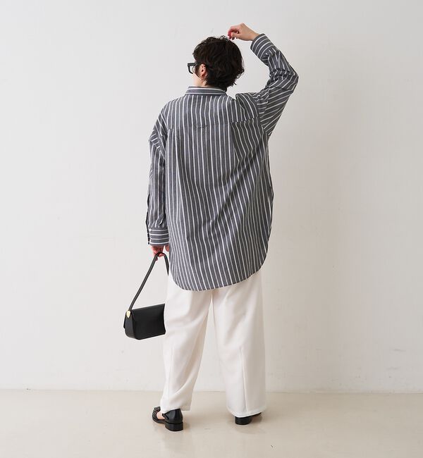 Rouge vif「胸ポケットコットン ルーズフィットストライプシャツ」|シャツ・ブラウス|