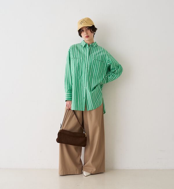 Rouge vif「胸ポケットコットン ルーズフィットストライプシャツ」|シャツ・ブラウス|