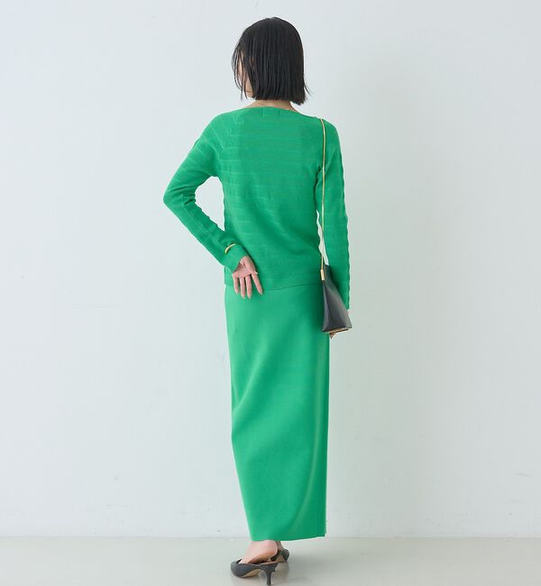 Rouge vif「【セットアップ対応】スクエアネックボーダー柄ニットカーディガン/プルオーバー」|カーディガン|