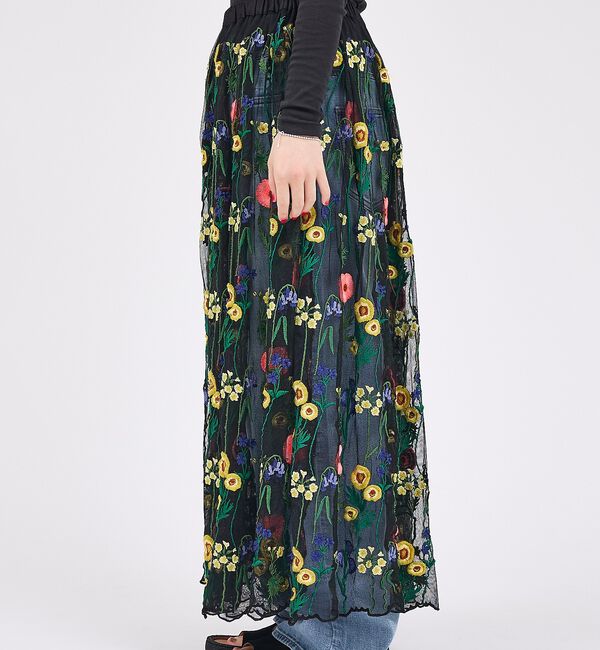 Rouge vif「【Le Melange/ル・メランジュ】刺繍チュールスカート/花柄/レイヤード/」|スカート|