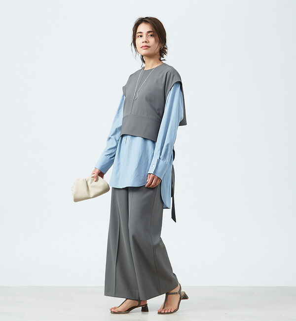 qualite「強撚ギャバクルーネックトップス」|シャツ・ブラウス|