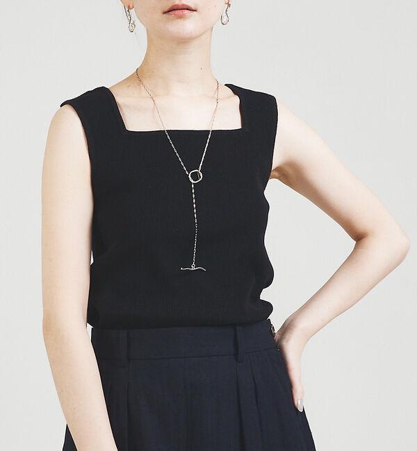 qualite「スクエアノースリーブニット」|キャミソール|ブラック