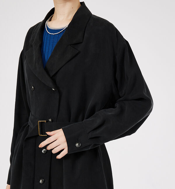 qualite「フロントダブルベルテッドコート」|トレンチコート|