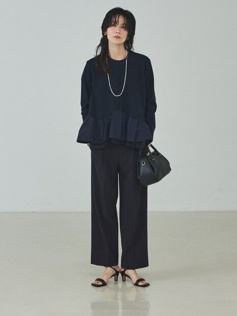 qualite「センタープレスストレートパンツ」|スラックス|