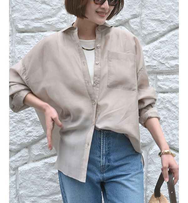 qualite「【大人シアーシャツ】バックスリットシアーシャツ」|シャツ・ブラウス|ベージュ