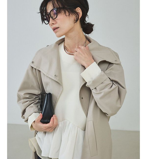 qualite「ネイビー数点入荷！在庫あるのみ！【大人のスプリングコート】オーバースタンドコート」|トレンチコート|