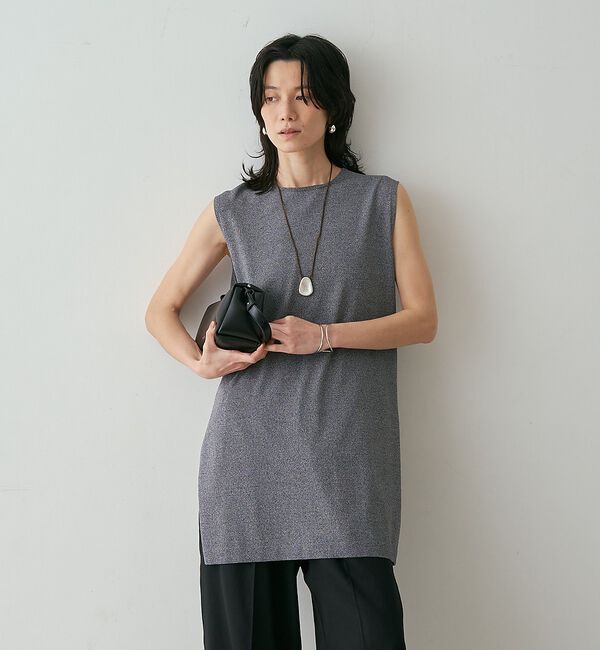 qualite「【接触冷感・セットアップ対応】レーヨンストレッチニットチュニック」|ワンピース|