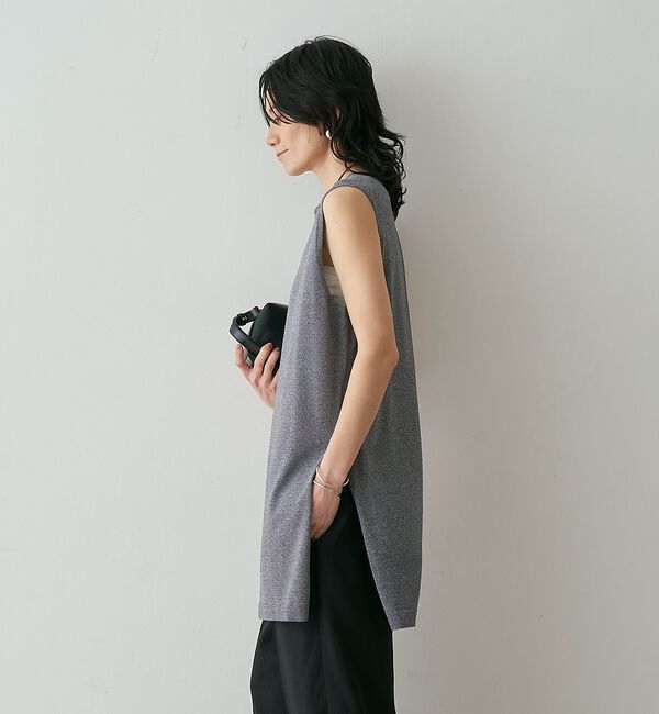 qualite「【接触冷感・セットアップ対応】レーヨンストレッチニットチュニック」|ワンピース|