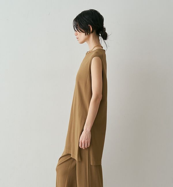 qualite「【接触冷感・セットアップ対応】レーヨンストレッチニットチュニック」|ワンピース|