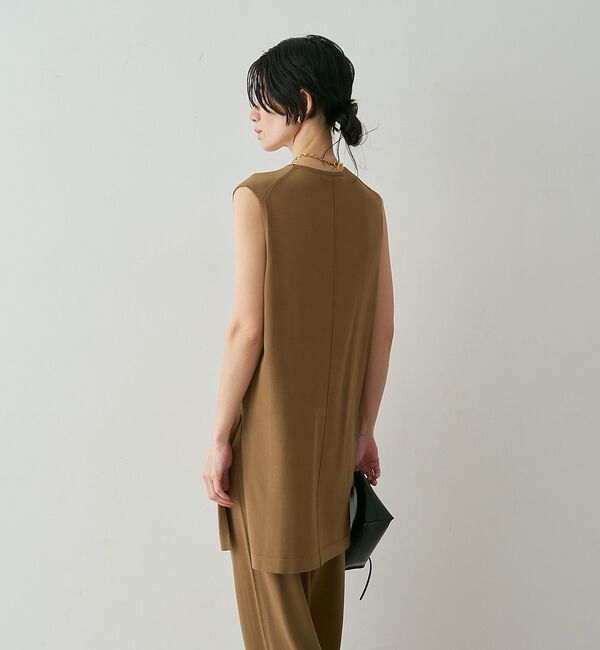 qualite「【接触冷感・セットアップ対応】レーヨンストレッチニットチュニック」|ワンピース|