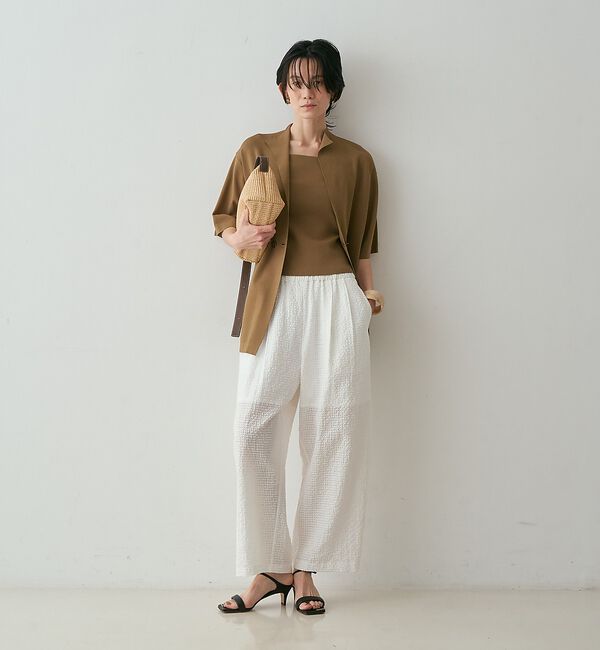 qualite「【セットアップ対応】シアーギンガムクロップドパンツ【予約】」|その他|