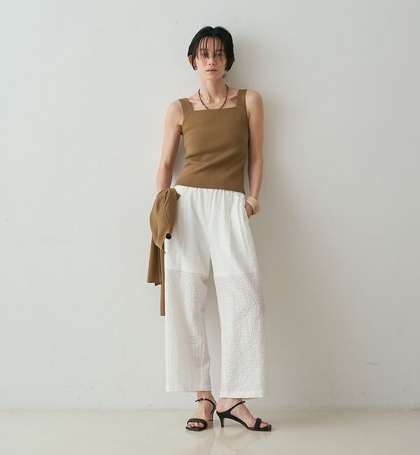 qualite「【セットアップ対応】シアーギンガムクロップドパンツ【予約】」|その他|