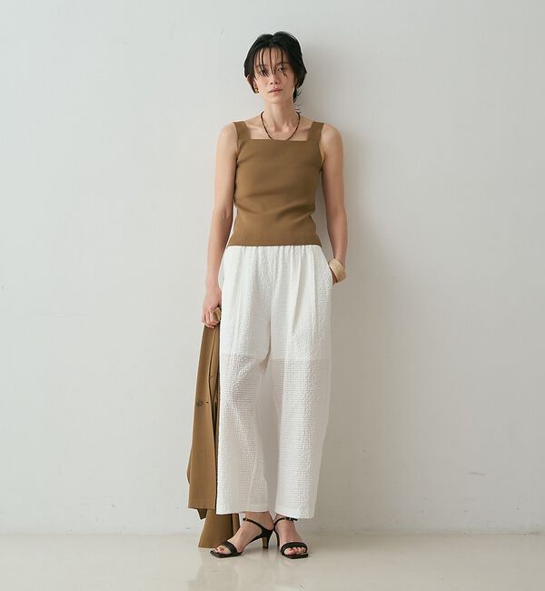 qualite「【セットアップ対応】シアーギンガムクロップドパンツ【予約】」|その他|