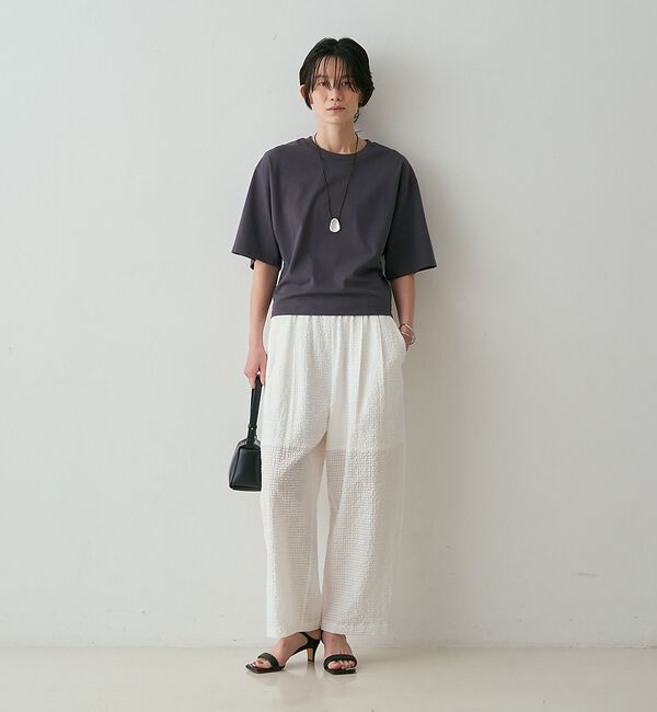 qualite「【セットアップ対応】シアーギンガムクロップドパンツ【予約】」|その他|