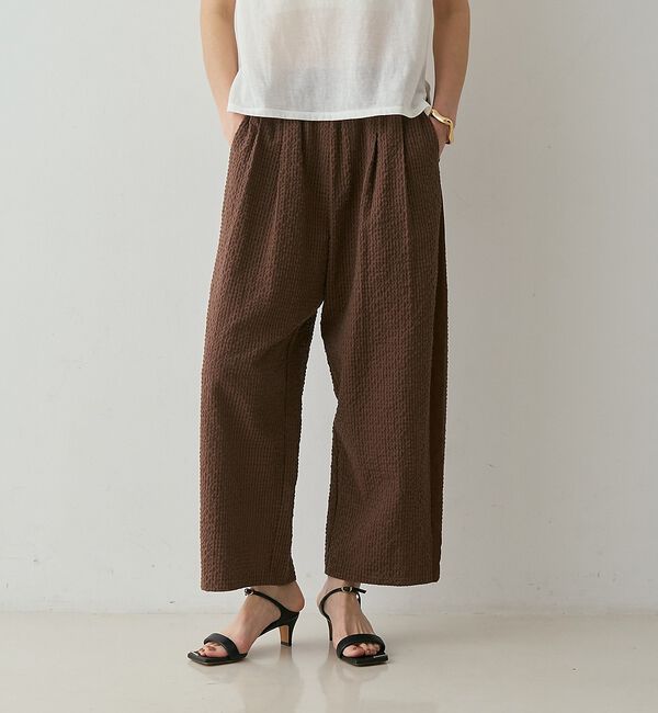 qualite「【セットアップ対応】シアーギンガムクロップドパンツ【予約】」|その他|ブラウン