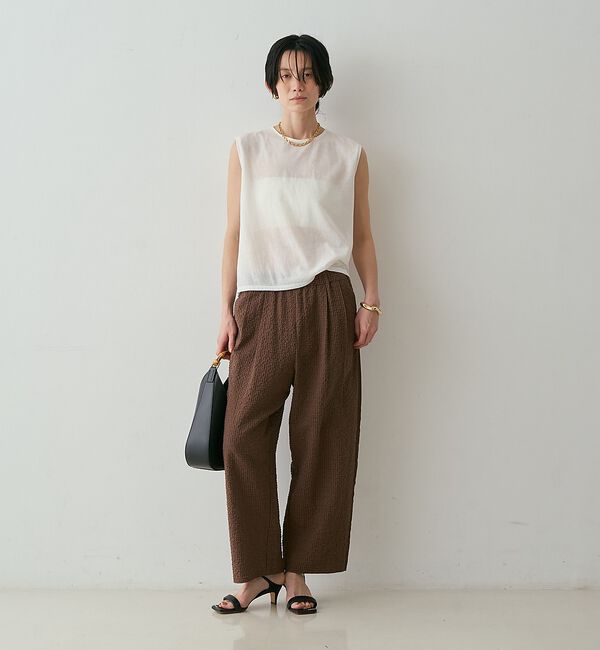 qualite「【セットアップ対応】シアーギンガムクロップドパンツ【予約】」|その他|