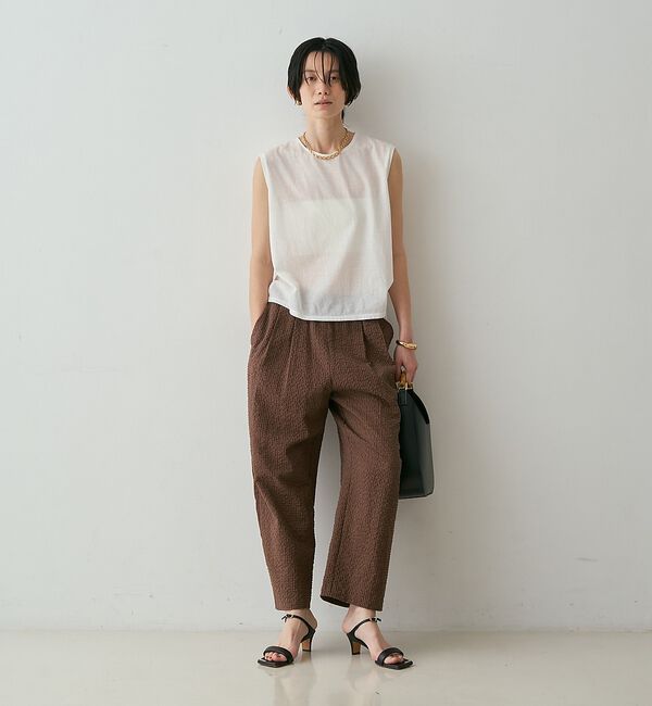 qualite「【セットアップ対応】シアーギンガムクロップドパンツ【予約】」|その他|