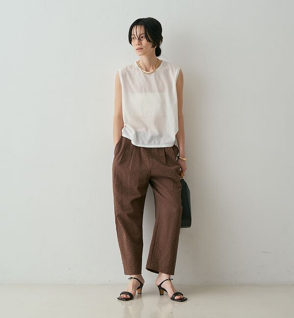 qualite「【セットアップ対応】シアーギンガムクロップドパンツ【予約】」|その他|