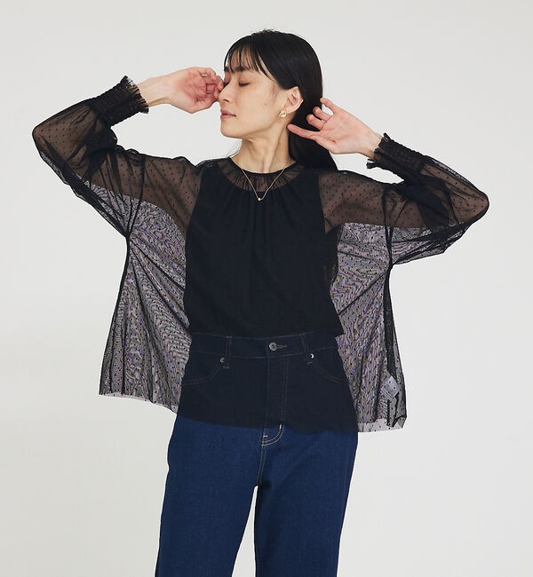 abahouse mavie「チュールブラウス(タンク付き)」|シャツ・ブラウス|ブラック系その他2