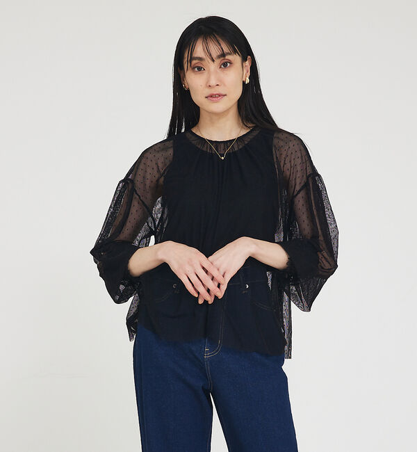 abahouse mavie「チュールブラウス(タンク付き)」|シャツ・ブラウス|