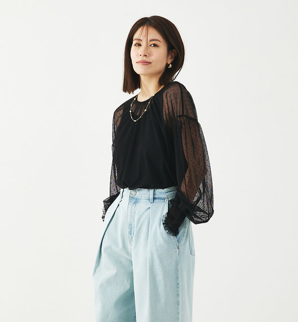 abahouse mavie「チュールブラウス(タンク付き)」|シャツ・ブラウス|
