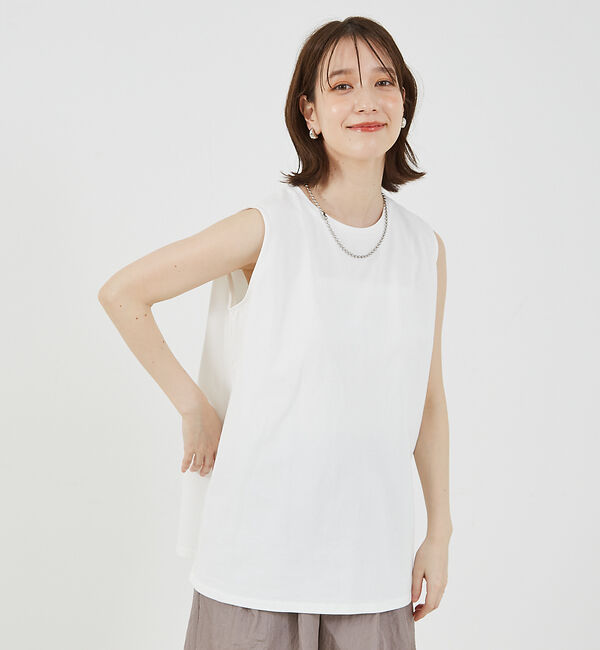 abahouse mavie「バックスリットノースリ」|Tシャツ・カットソー|ホワイト