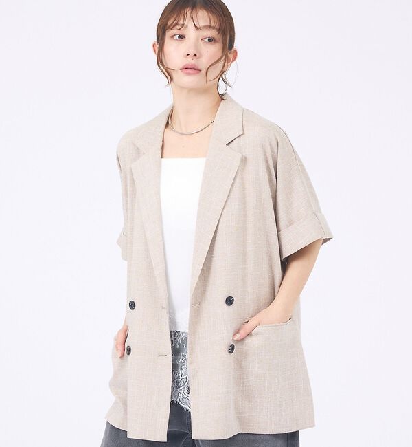 abahouse mavie「【大好評につき再登場！】ハーフスリーブジャケット」|テーラードジャケット|ベージュ
