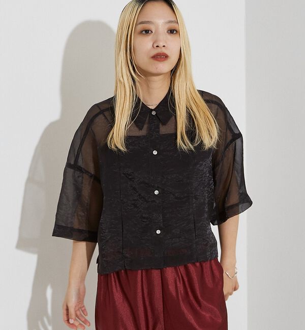 NOMINE「ハーフスリーブ シアー シャツ」|シャツ・ブラウス|