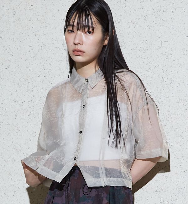 NOMINE「ハーフスリーブ シアー シャツ」|シャツ・ブラウス|