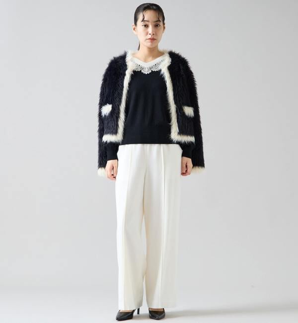 TIARA「バイカラーレースネックニット」|ニット・セーター|