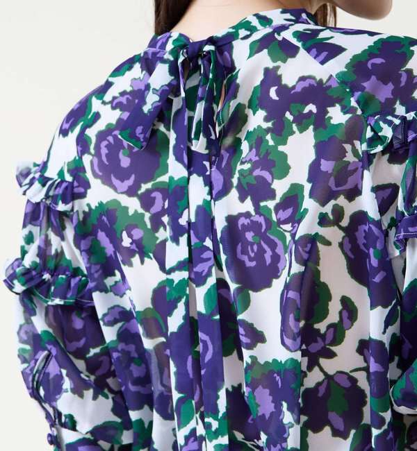 TIARA「オールドローズプリントヨークフリルブラウス」|シャツ・ブラウス|