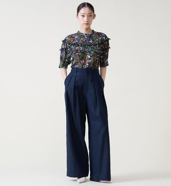 TIARA「オールドローズプリントヨークフリルブラウス」|シャツ・ブラウス|