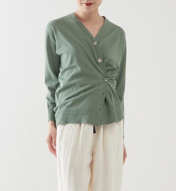 Liesse「アクセント釦カーディガン」|カーディガン|セージ