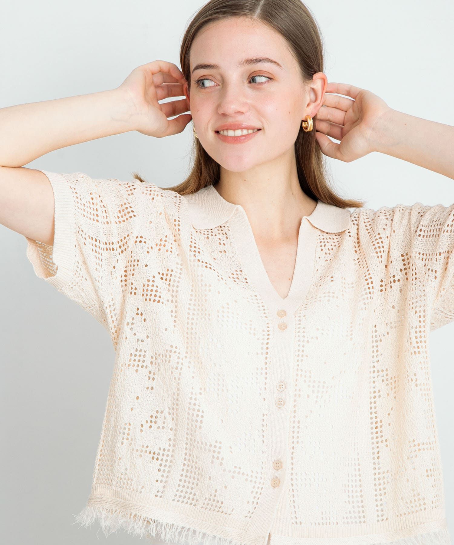 Sonny Label 「フラワーメッシュサマーニットシャツ」|シャツ・ブラウス|