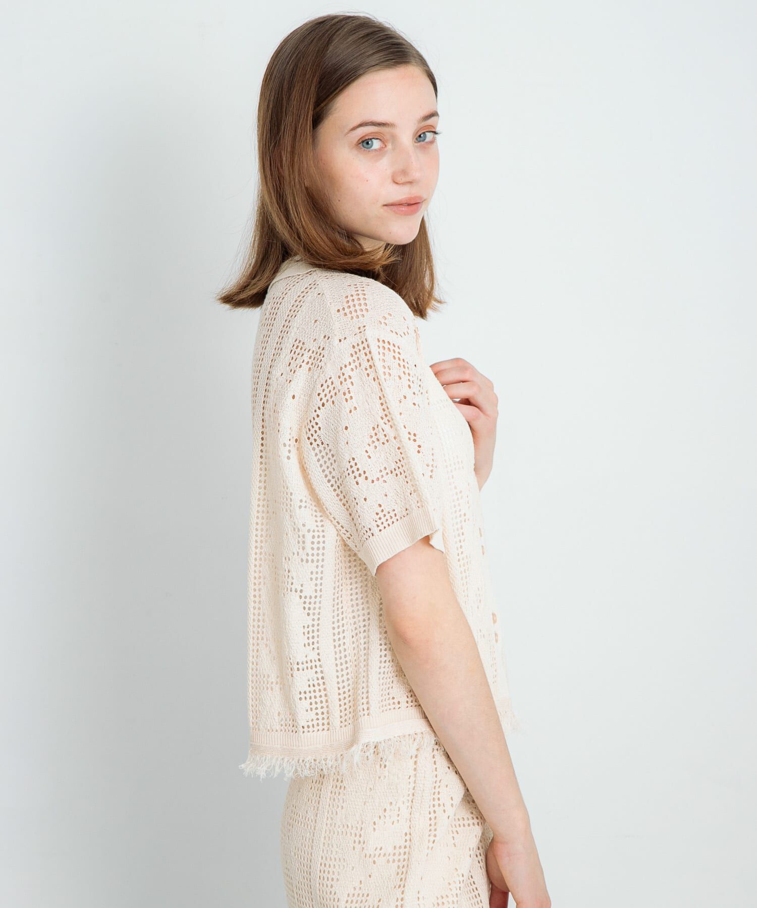 Sonny Label 「フラワーメッシュサマーニットシャツ」|シャツ・ブラウス|