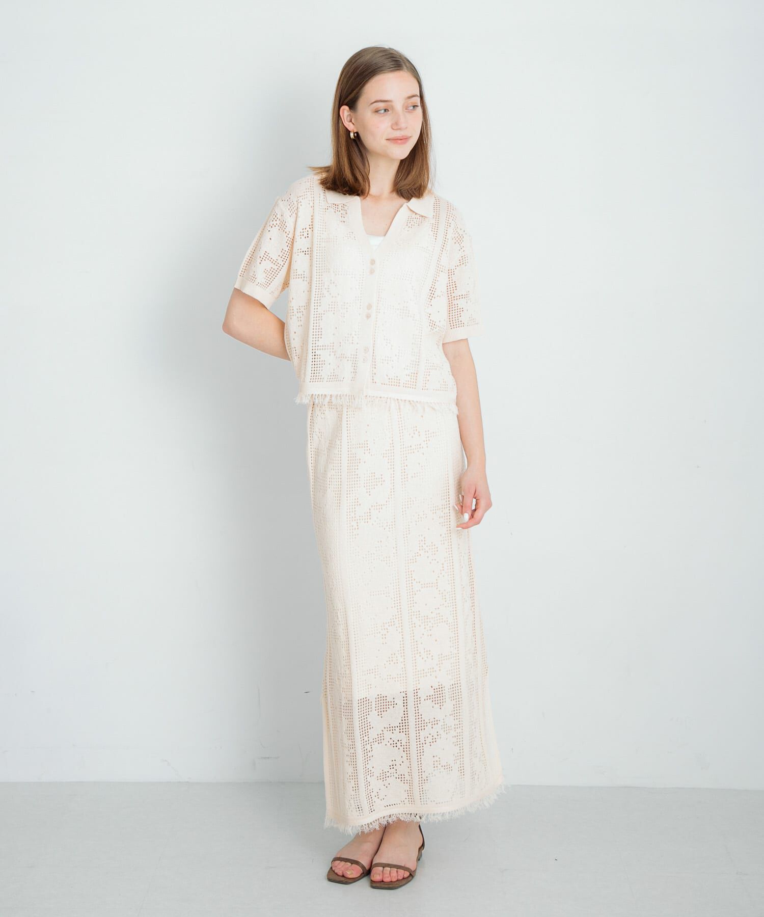 Sonny Label 「フラワーメッシュサマーニットシャツ」|シャツ・ブラウス|